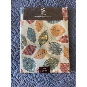 HD Designs Holiday Fall Leaves Tablecloth 52x52 Square Polyester New Thanksgivin